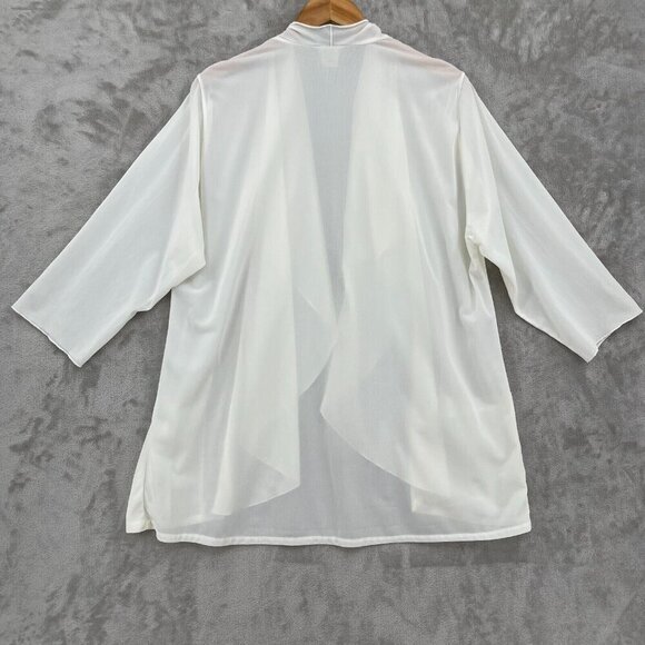 DeWeese Vintage White Nylon Chiffon Waterfall Collar Swim Cover Jacket - Picture 8 of 12